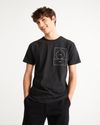 T-shirt imprimé noir en coton bio - ryan carl moon - Thinking Mu