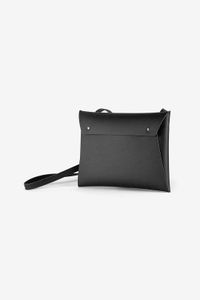Sac pochette noir en cuir recyclé - crossbody organizer
