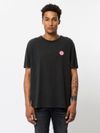 T-shirt ample noir logo rose en coton bio - uno njco circle - Nudie Jeans