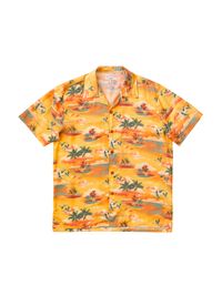 Chemise manches courtes jaune en tencel - arvid hawaii sunflower