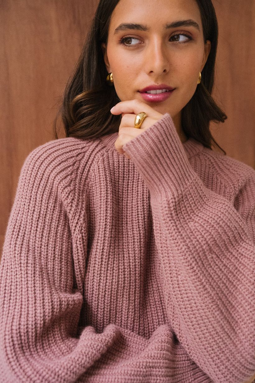 Pull en laine et coton bio | rose "kaagi - light berry" - Armedangels