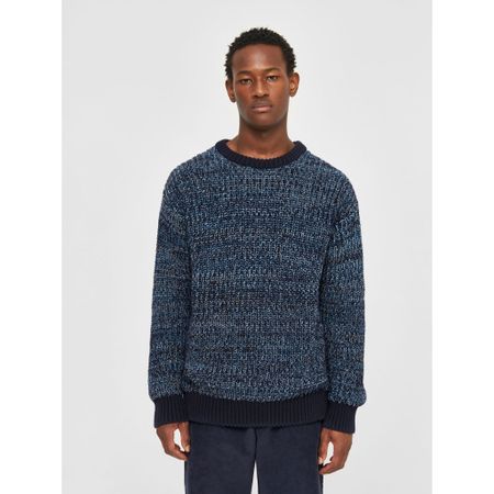 Pull en maille de coton bio | mélange de bleu "multicolored crew neck blue aop"
