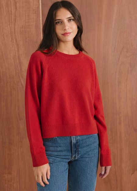 Pull boxy en laine mérinos recyclée | rouge