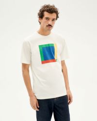 T-shirt blanc imprimé en coton bio - colors zach  t-shirt snow white
