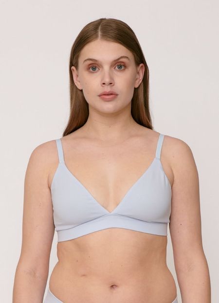 Soutien-gorge triangle bleu en coton bio - light blue