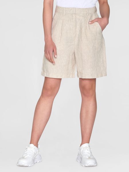Short en lin bio | beige "posey wide high-rise linen shorts light feather gray"