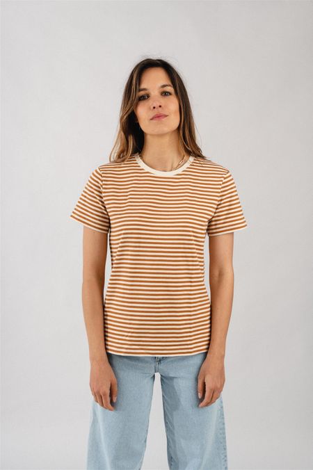 T-shirt rayé ocre en coton bio - ocher stripe