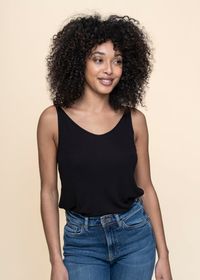 Débardeur noir en tencel - slip top triangle flow black