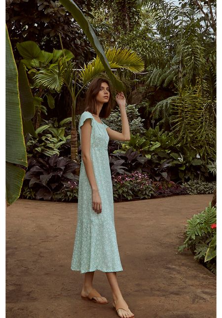 Robe longue vert menthe fleurie en tencel - pippa