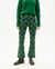Pantalon flare bicolore à motifs en coton bio - squares green macius pants