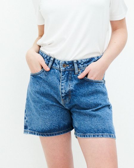 Short en jean en coton bio - demi short vintage blue