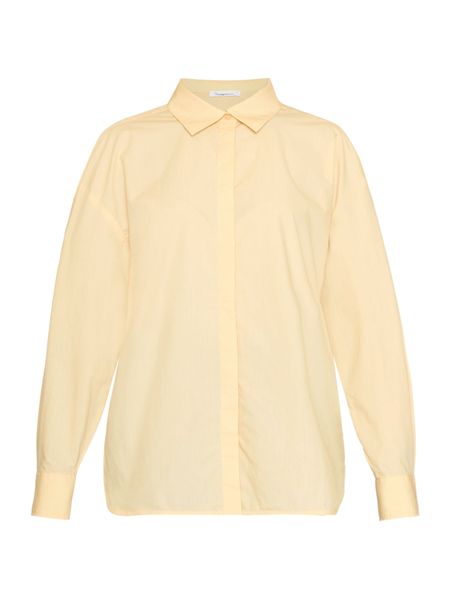 Chemise ample en coton bio | jaune "boxy poplin long sleeved shirt impala" - Knowledge Cotton Apparel