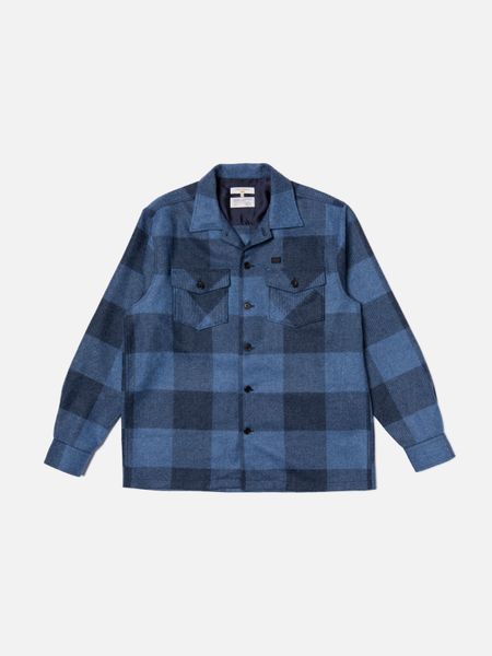 Surchemise en laine et matières recyclées | bleu à carreaux "vincent buffalo check shirt"