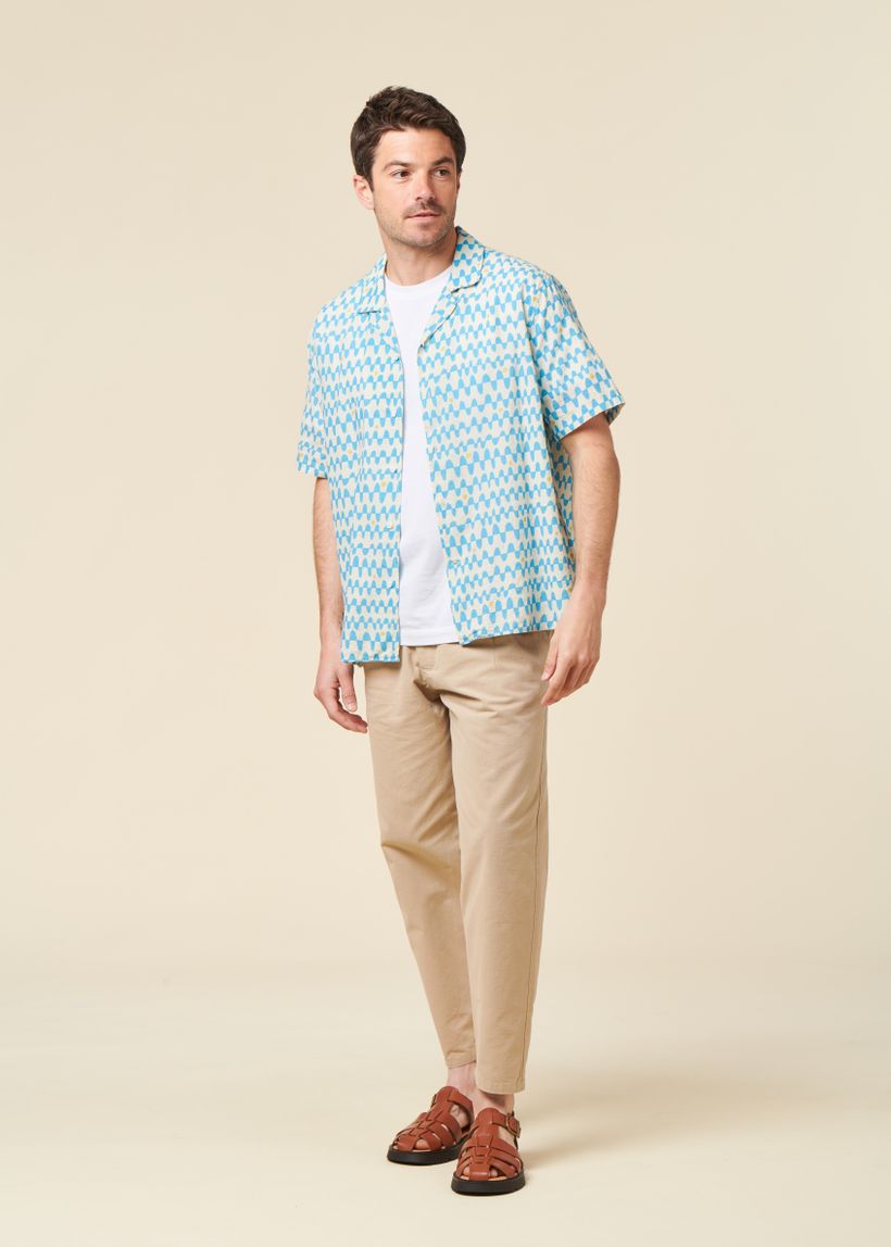 Chemise en coton biologique | bleu "sunset aloha shirt blue - blue" - Brava Fabrics