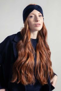 Bandeau en cachemire recyclé | marine "fascia nadia - blu mora"