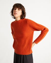 Pull col haut orange en laine certifiée - hera orange