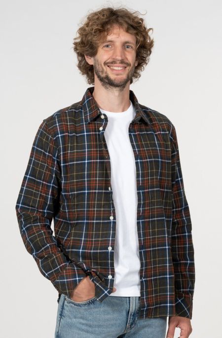 Chemise en flanelle à carreaux en coton bio - larch forrest night