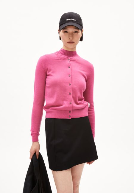 Cardigan en laine bio | rose "ophaliaa merino crushed berry"