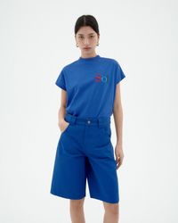 T-shirt en coton bio | bleu "sol type indigo volta tee - blue"