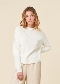 Pull ample en coton biologique | beige "merinaa links links - light oatmilk"