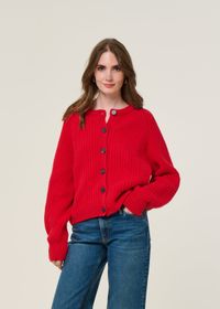 Gilet en laine et coton bio | rouge "selmaa - candy apple"