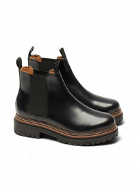 Bottines en cuir certifié | noir "pernille - cuir-box-noir"