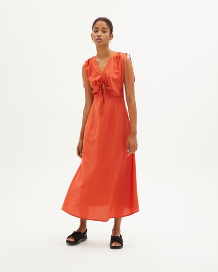 Robe longue orange en tencel - orange laia dress