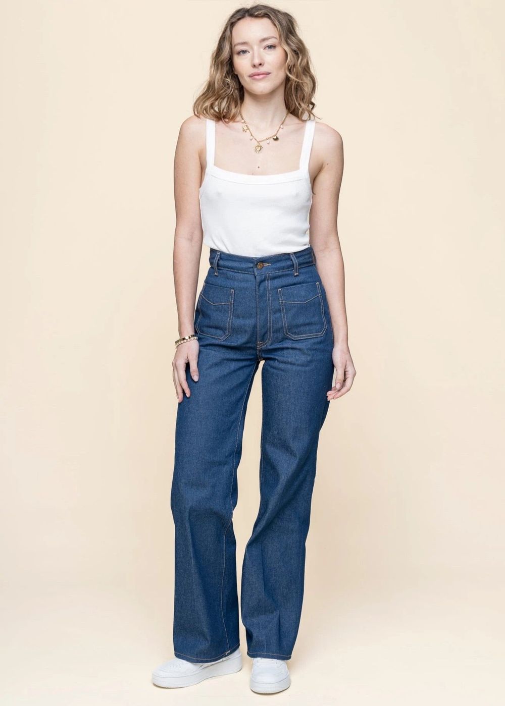Jean ample en coton bio | bleu &quot;holly western denim pants - denim&quot; Nudie Jeans