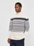 Pull col roulé en laine mérinos certifiée | blanc cassé "knitted pattern roll neck beige stripe" - Knowledge Cotton Apparel