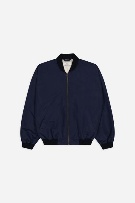 Veste bomber brodée en matière recyclée | bleu "tulbend navy" - Olow