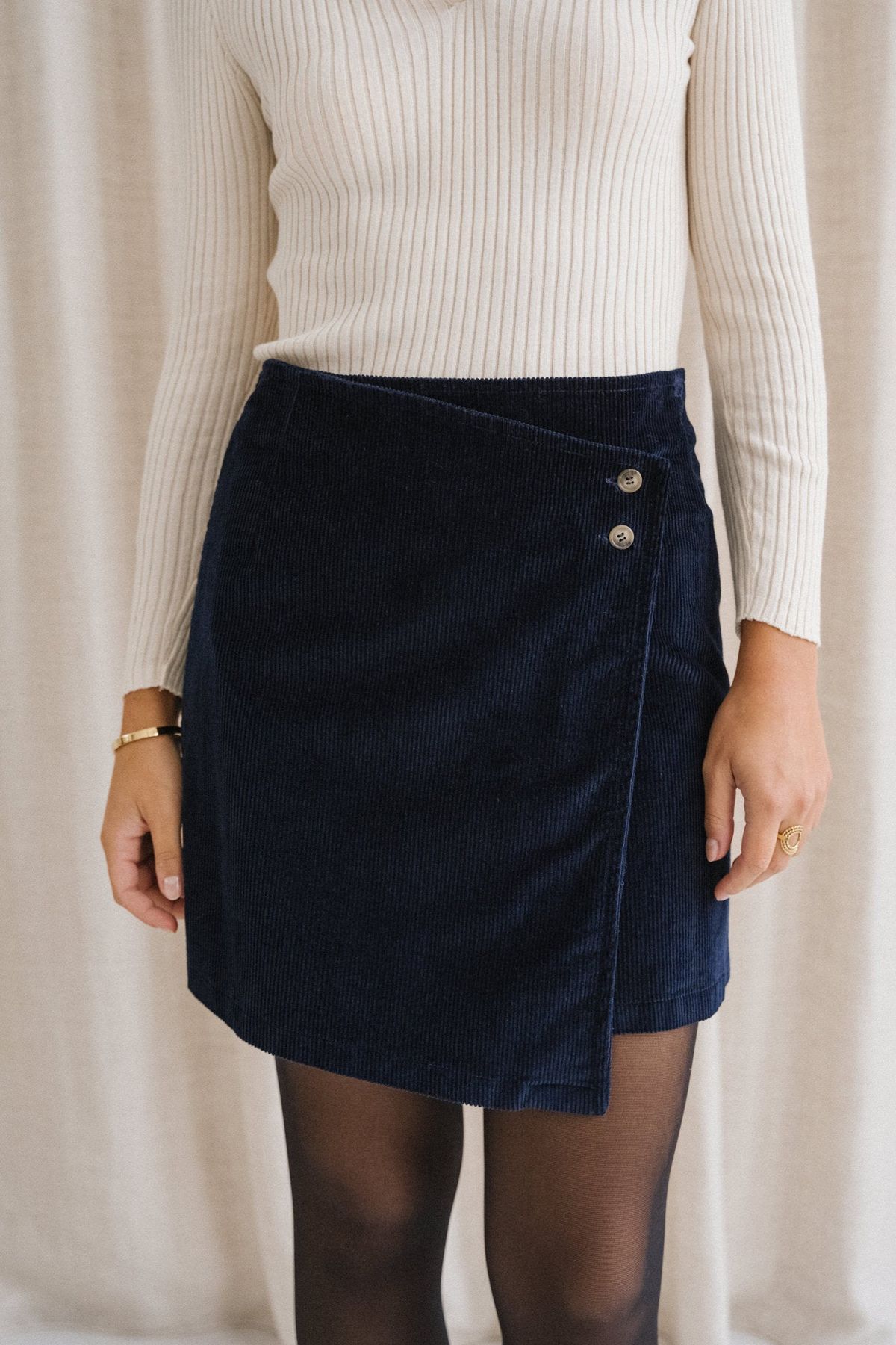 Jupe rosalind en velours côtelé marine - Bonjour Demain