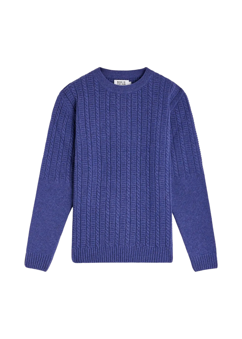 Pull torsadé en laine recyclée | bleu "joannis - abyss" - Bask in the Sun