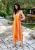 Robe longue en ecovero | multicolore "color block strap dress orange" - Brava Fabrics