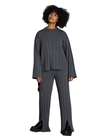 Pull ample en maille de coton bio | gris foncé "tica dark grey"