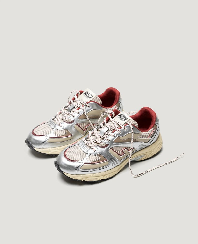 Baskets vegan | argent/rouge "wairoa silver merlot" - Flamingos Life