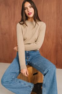 Pull en laine mérinos recyclée | beige