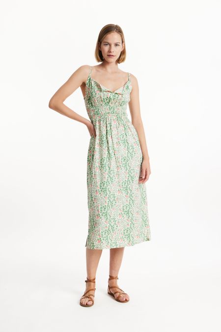 Robe verte fleurie en coton bio - v&a harebell strappy dress multi coloured - People Tree