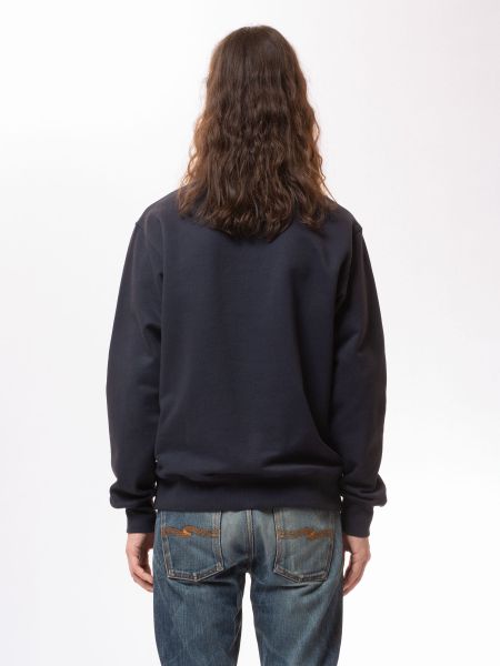 Sweat imprimé marine en coton bio - frasse sunshine ark navy - Nudie Jeans