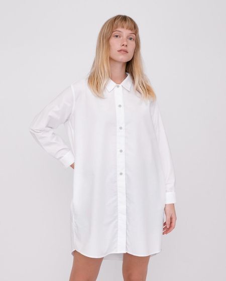 Robe chemise blanche en coton bio - oxford white