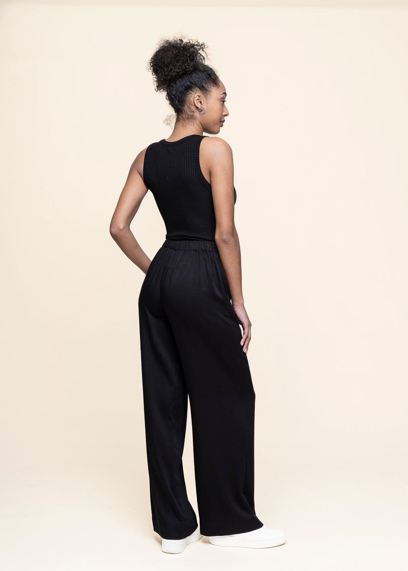 Pantalon ample en ecovero | noir "jonvaalie black" - Armedangels