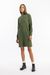 Robe pull zippé en coton bio | vert "half zip waffle dress forest green" - Rotholz