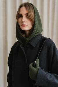 Cagoule en cachemire recyclé | vert "marika - verde foresta"