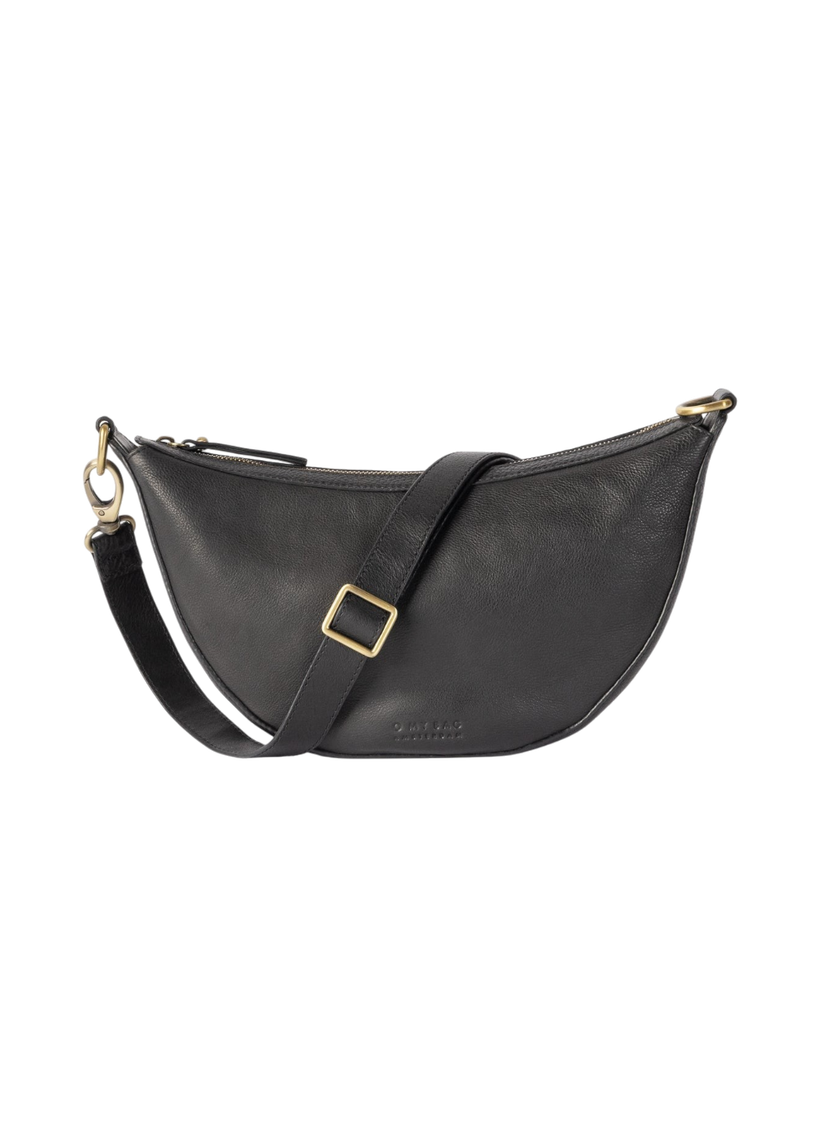 Sac à bandoulière en cuir certifié | noir "leo black soft grain leather" - O My Bag