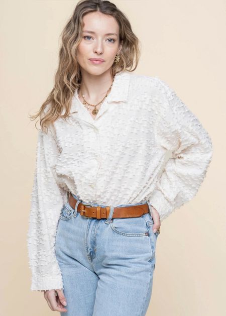 Chemise texturée en coton bio | écru "juni fringe shirt - offwhite" - Nudie Jeans