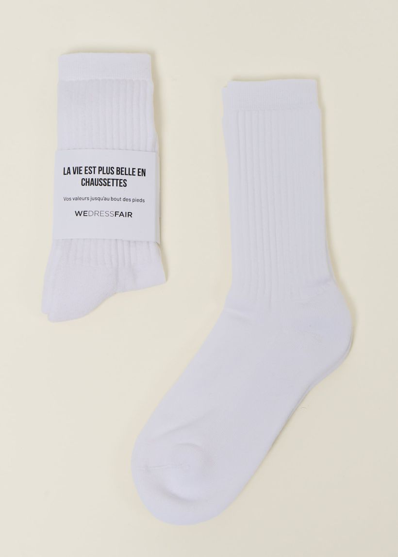 La paire de chaussettes en coton bio | blanc - WeDressFair Essentiels