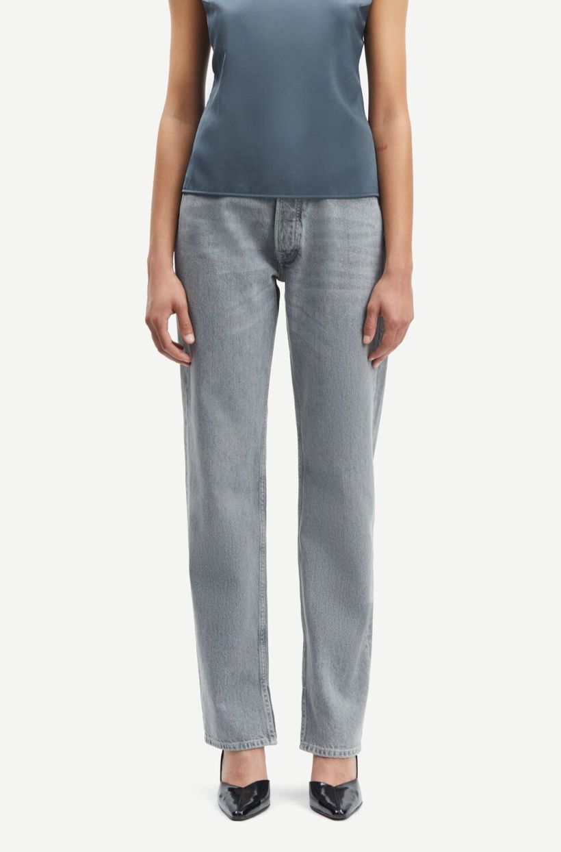 Jean droit en coton bio et recyclé | gris "susan jeans split mist" - Samsoe Samsoe