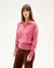 Pull col v en laine recyclée | rose "fuscia trash sheena knitted sweater"