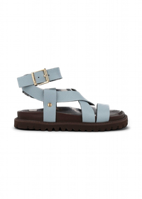 Sandales en cuir certifié | bleu ciel "zaha embossed leather azure"