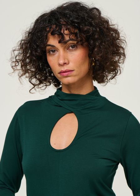 T-shirt manches longues en tencel | vert "t-shirt zur-5 - vert foncé" - SKFK