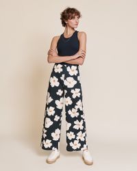 Pantalon ample en coton bio | fleuri "pauline - anémones"